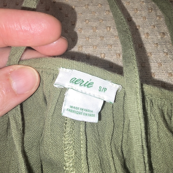 Aerie Oversized Button Down Balloon Sleeve Blouse Green Size S Boho Beach Hippie - Picture 5 of 9